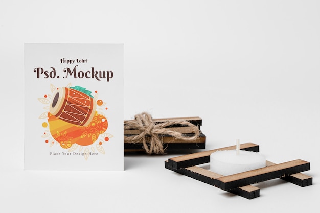 Happy lohri mockup with card