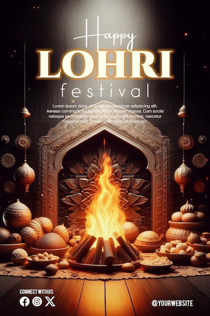 Happy Lohri poster with a beautiful background