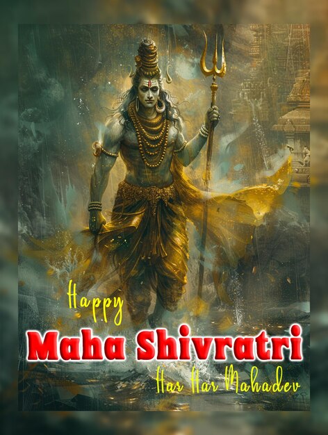 PSD happy maha shivratri hindu festival celebration traditional background