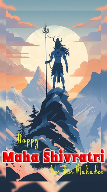 PSD happy maha shivratri hindu festival celebration traditional background