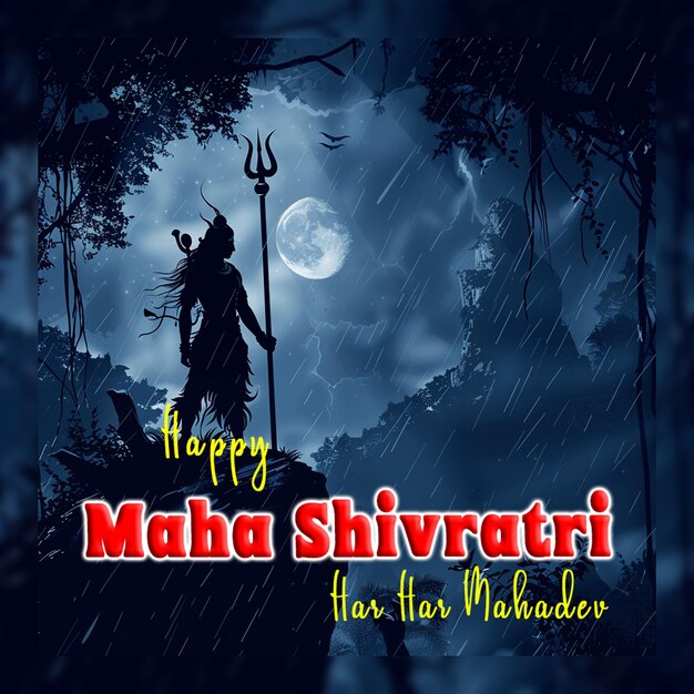 PSD happy maha shivratri hindu festival celebration traditional background