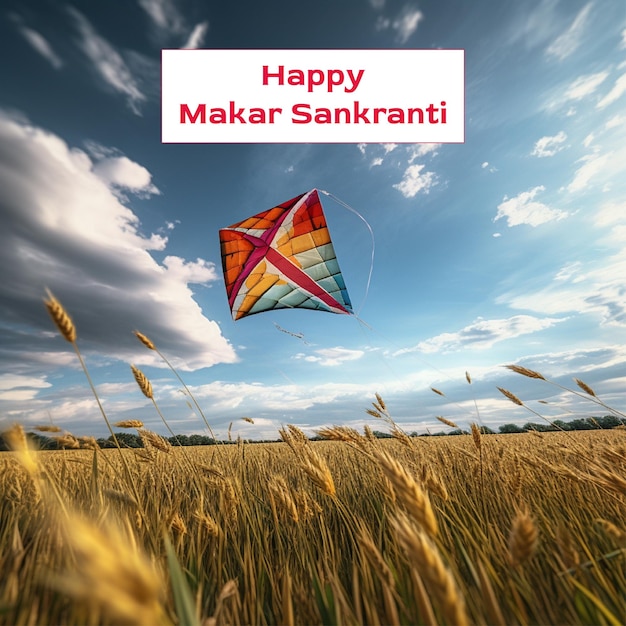 PSD happy makar sankranti festival celebration with kids and kites