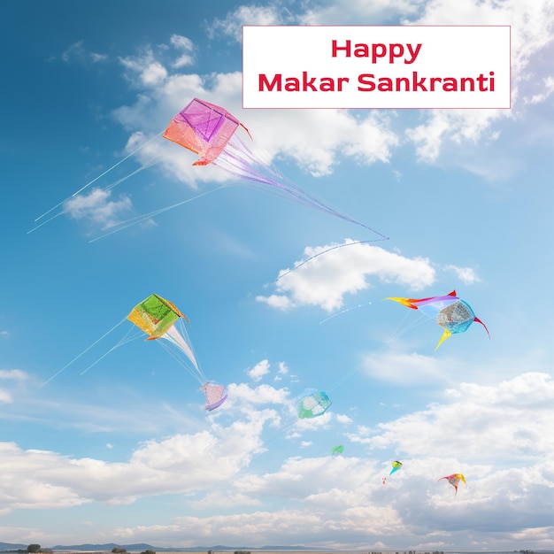 PSD happy makar sankranti festival celebration with kids and kites