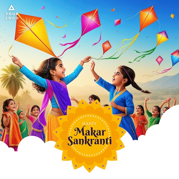 PSD happy makar sankranti flayer