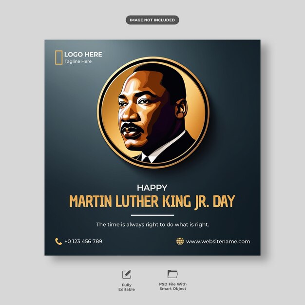 Happy martin luther king jr dag viering sociale media post ontwerp of banner sjabloon