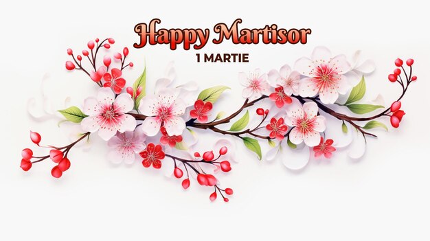 PSD happy martisor day special greeting card with a realistic psd background