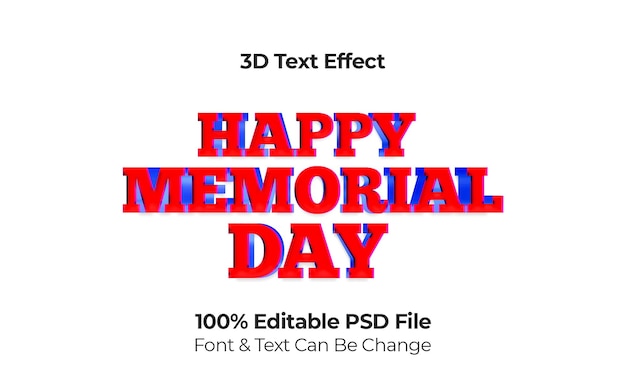 PSD Счастливый памятный день 3d текстовый эффект
