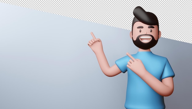 Happy men pointing fingers, 3d rendering.