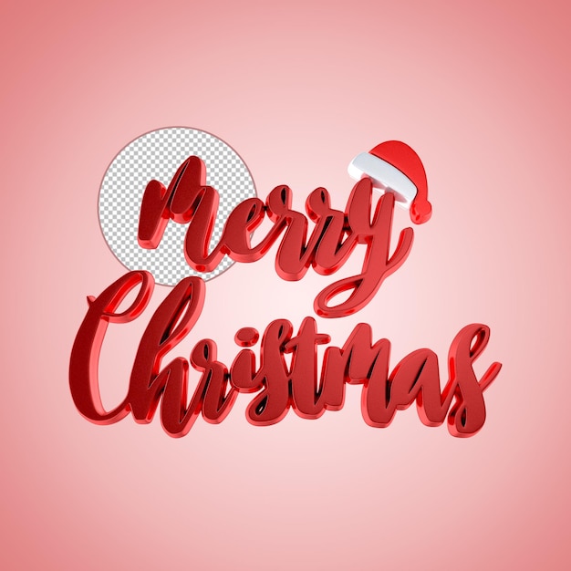 PSD happy merry christmas 3d lettering with transparent background