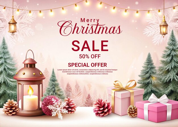 PSD happy merry christmas festive advertising background with product podium