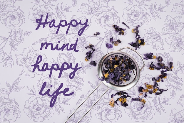 Happy mind happy life quote mock-up