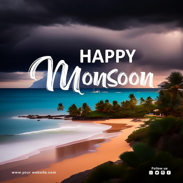 PSD happy monsoon social media post design