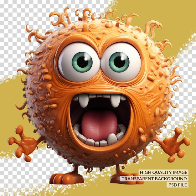 Personaggio di mostro felice 3d png clipart sfondo trasparente isolato