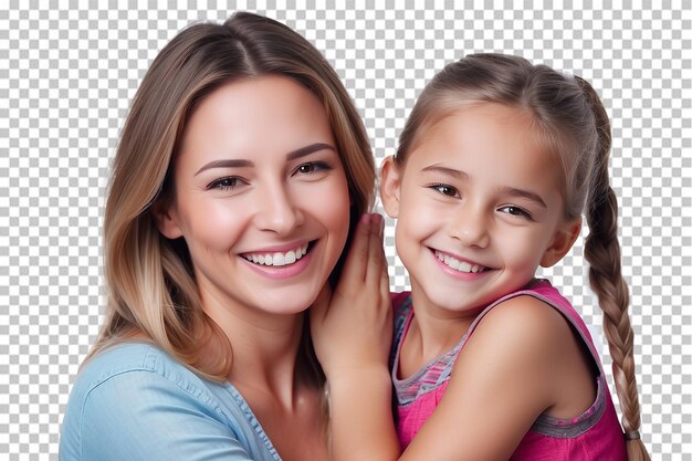 PSD happy mother day satisfied mom with daughter isolated on a transparent background