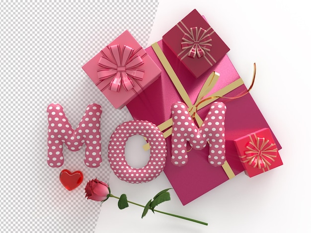 PSD happy mother day with mom text decorate concept in mother day celebration 3d renderingxaxaxaxaxa