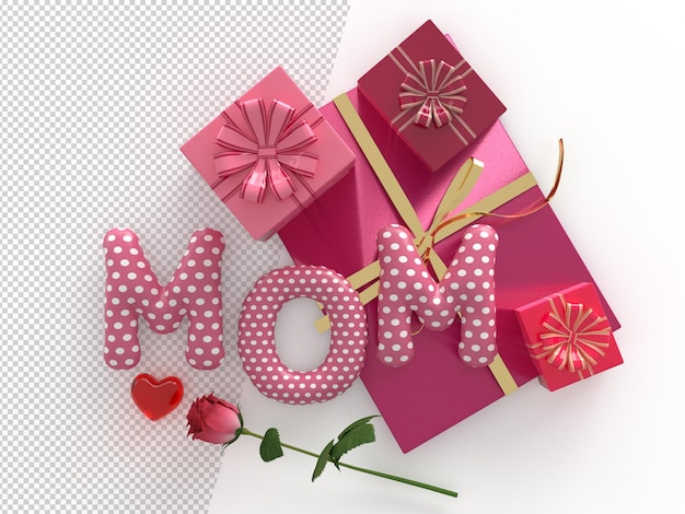 Happy mother day with mom text decorate concept in mother day celebration 3d renderingxaxaxaxaxa