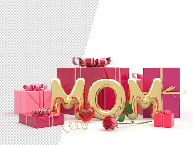 Happy mother day with mom text decorate concept in mother day celebration 3d renderingxaxaxaxaxaxa