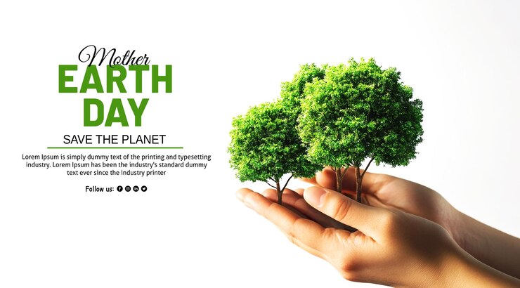 PSD happy mother earth day with beautiful nature elements