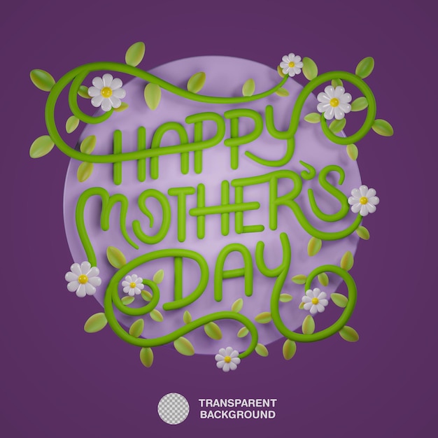 Happy Mother's Day 3d Botaniczny Napis