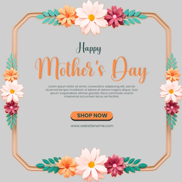 A happy mother's day banner with flowers