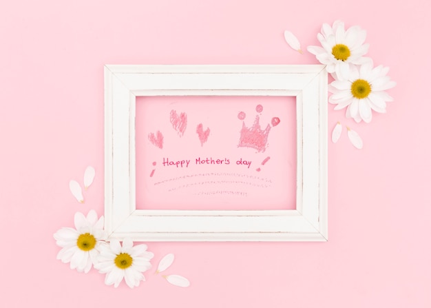 PSD happy mother's day frame with chamomile