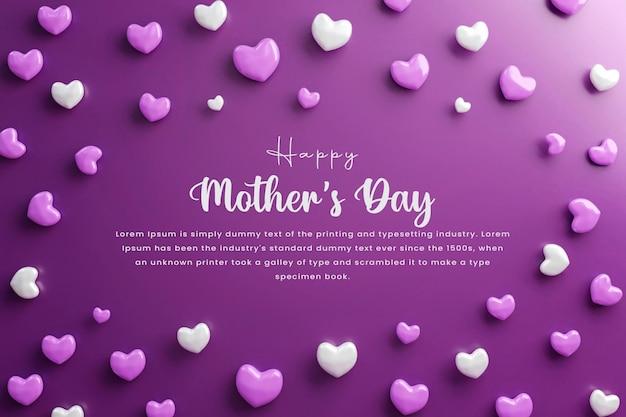 happy mother's day greeting card design with realistic hearts mother's day background banner design