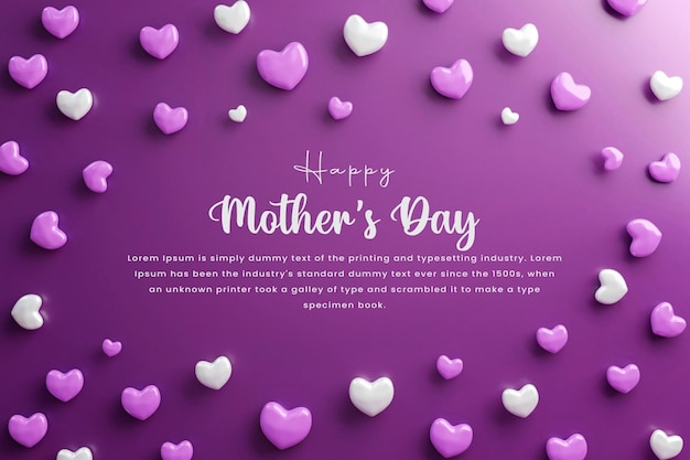 Happy mother's day greeting card design with realistic hearts mother's day background banner design