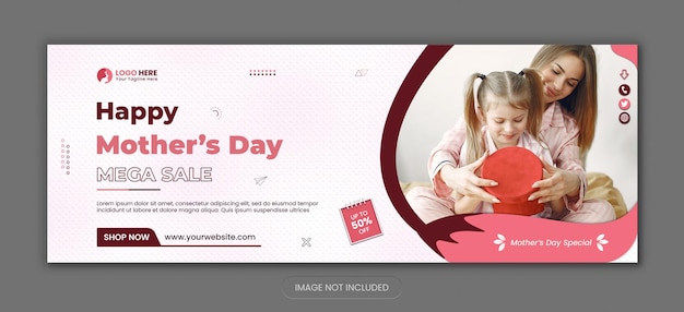 PSD happy mother's day sale promotionele social media banner en facebook cover nieuwe ontwerpsjabloon