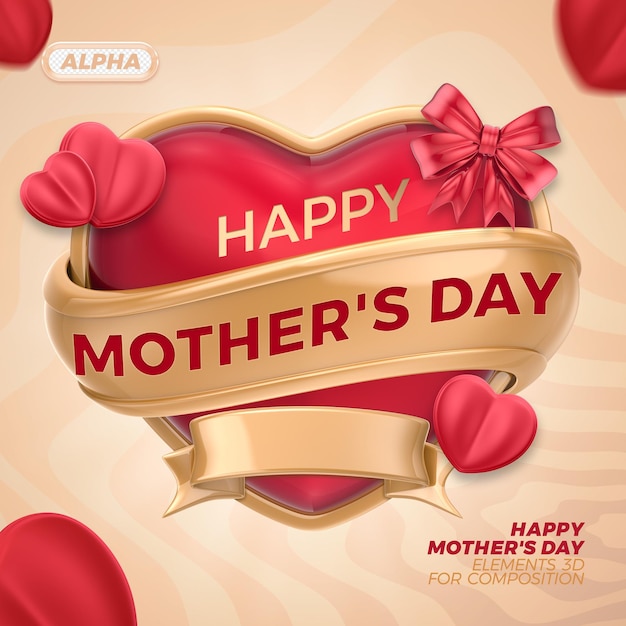 Happy mothers day 3d rendering premium psd