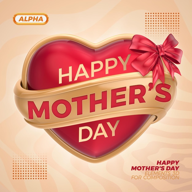 Happy mothers day 3d rendering premium psd