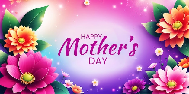 Happy mothers day background template with flowers