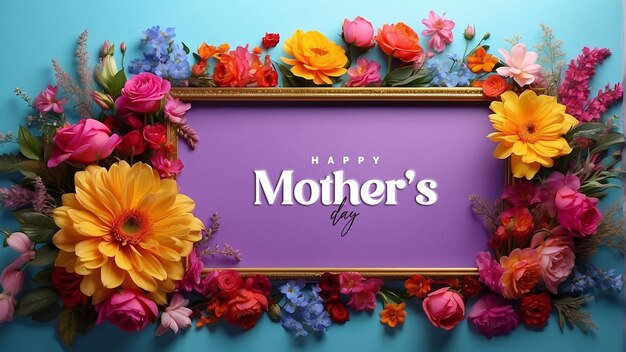 Happy mothers day celebration background design with floral frame