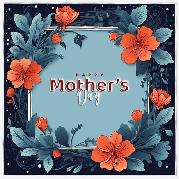 PSD happy mothers day celebration background design with floral frame