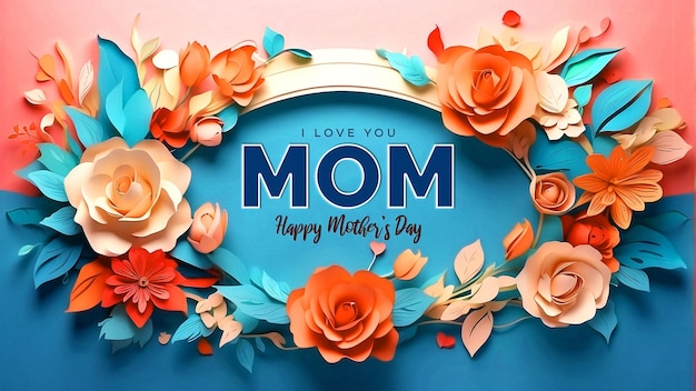 PSD happy mothers day celebration background design with stunning floral border