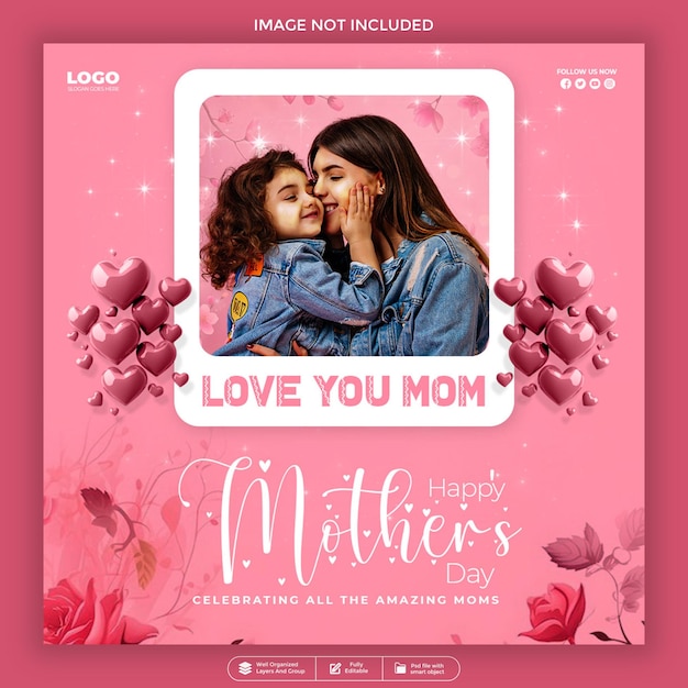 Happy Mothers Day Celebration banner social media post template