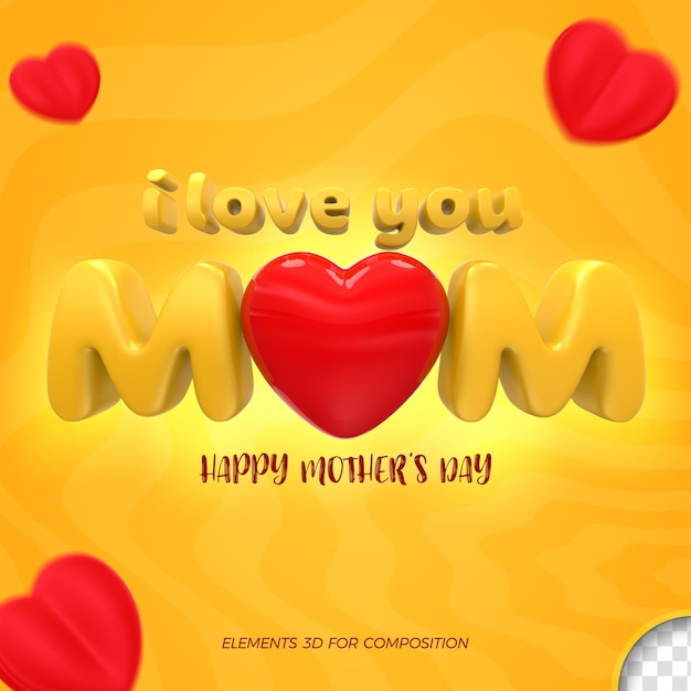 PSD happy mothers day emoji 3d