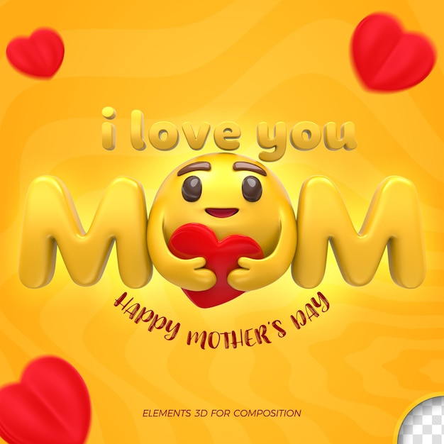 PSD happy mothers day emoji 3d