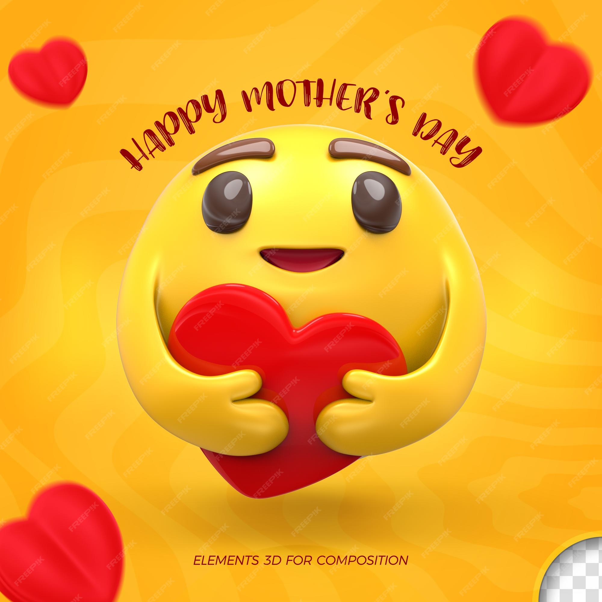 Premium PSD Happy mothers day emoji 3d Premium PSD Happy mothers day emoji 3d