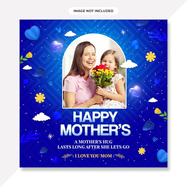 Happy mothers day event poster with mother and child .Mothers day banner or background design.