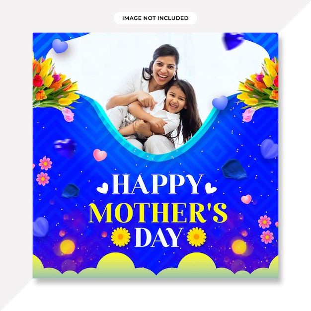 Happy mothers day event poster with mother and child .Mothers day banner or background design.