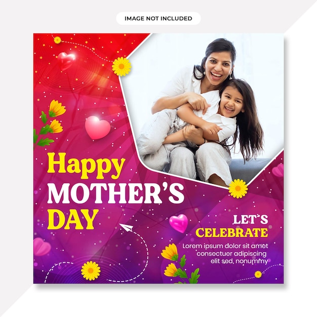 PSD happy mothers day event poster with mother and child .mothers day banner or background design.