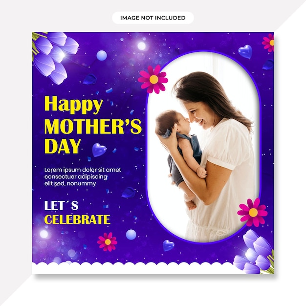 PSD happy mothers day event poster with mother and child. mothers day banner or background design