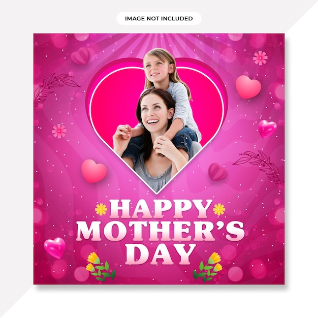 Happy mothers day event poster with mother and child. Mothers day banner or background design