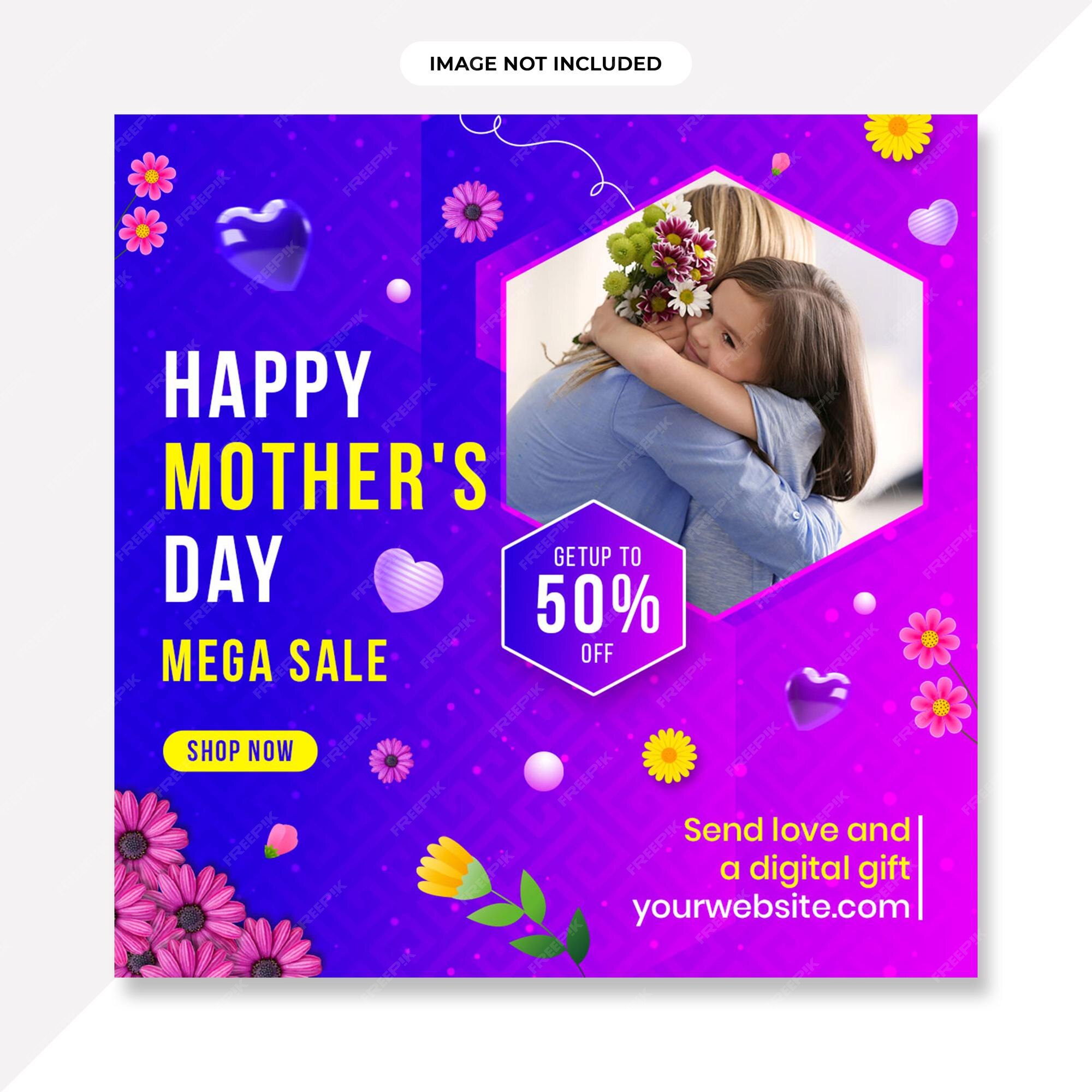 Premium PSD Happy mothers day event poster with mother and child