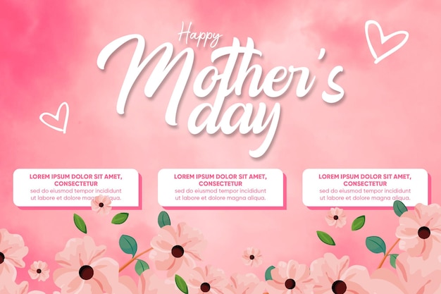 PSD happy mothers day flowers celebration free vector