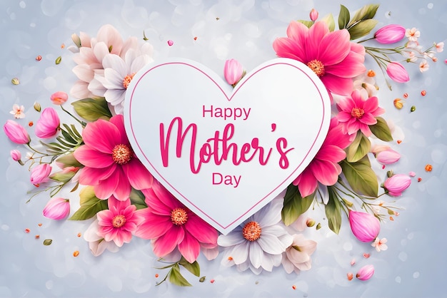 Happy mothers day greetings card with beautiful floral background and typography