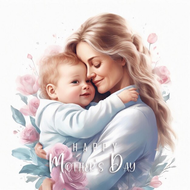 Happy mothers day illustration image for poster or background