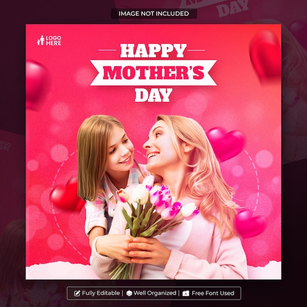 happy mothers day social media banner or instagram post template