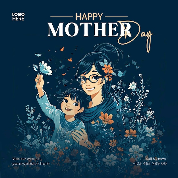 PSD happy mothers day social media instagram post template