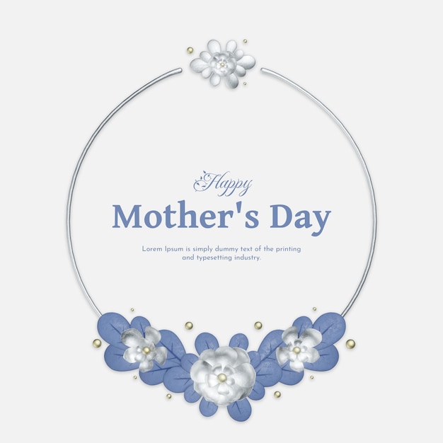 Happy mothers day with decorative elegant flowers